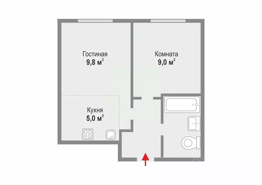 1-к кв. Свердловская область, Екатеринбург ул. Рябинина, 47 (32.0 м) - Фото 2