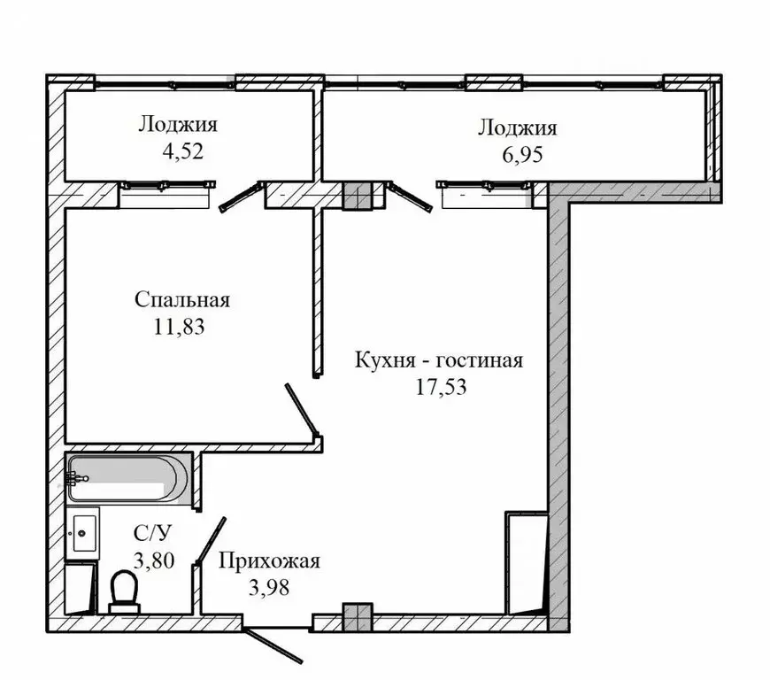 1-комнатная квартира: Нальчик, улица Тлостанова, 22 (48.61 м) - Фото 0