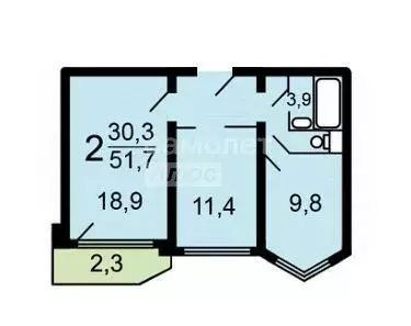 2-комнатная квартира: посёлок городского типа Бутово, жилой комплекс ... - Фото 1