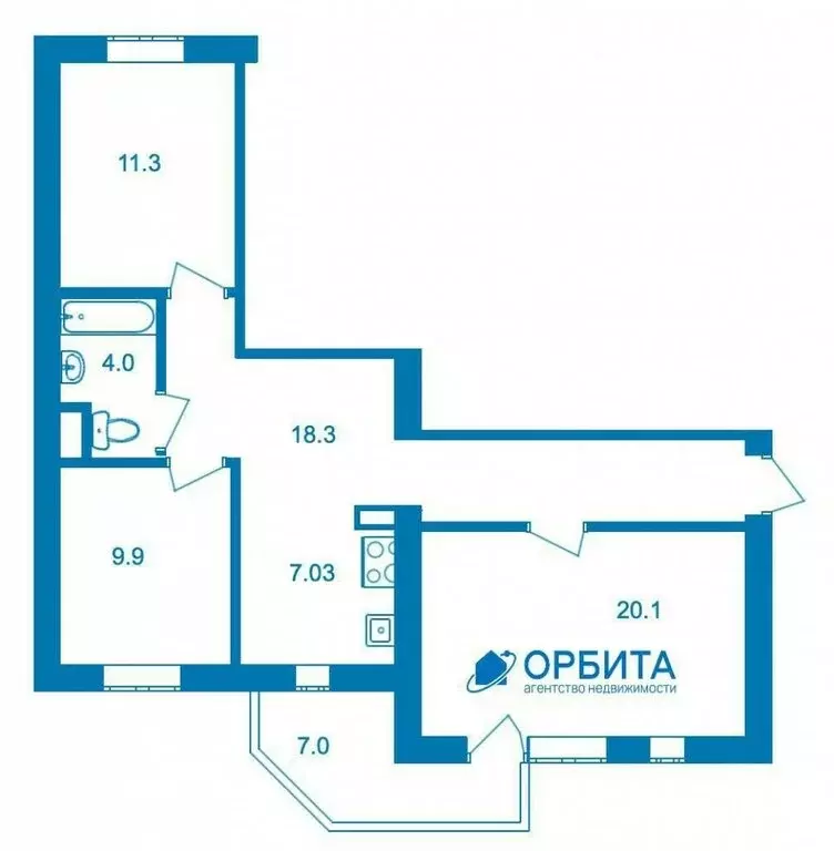 3-комнатная квартира: Тюмень, улица Николая Чаплина, 113 (71.9 м) - Фото 1