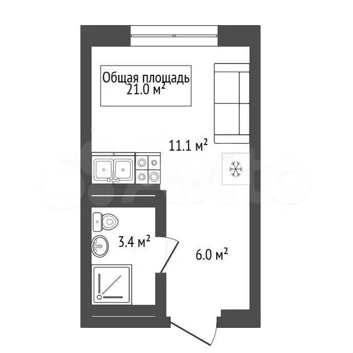 Апартаменты-студия, 21 м, 4/16 эт. - Фото 0