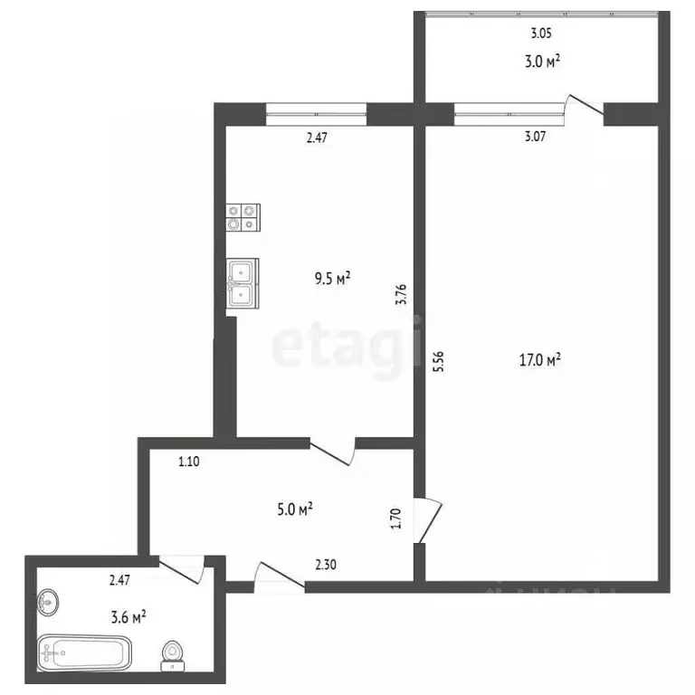 1-к кв. Саха (Якутия), Муниципальный район Хангаласский у., ... - Фото 2