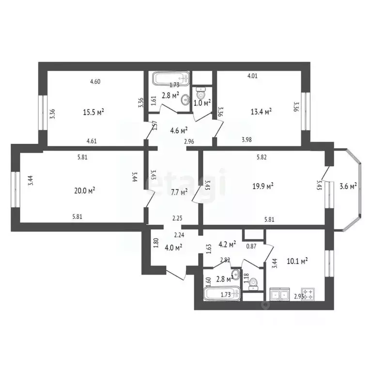 4-к кв. Санкт-Петербург 5-й Предпортовый проезд, 12к1 (107.0 м) - Фото 1
