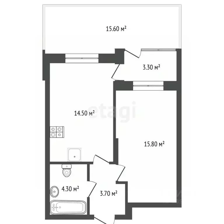 1-к кв. Тюменская область, Тюмень ул. Сергея Свиридова, 5 (38.4 м) - Фото 2