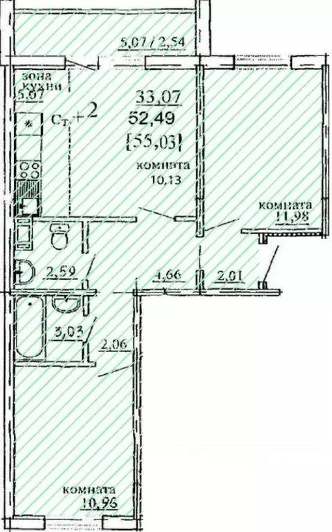 3-к кв. Челябинская область, Челябинск ул. Кулибина (55.03 м) - Фото 0