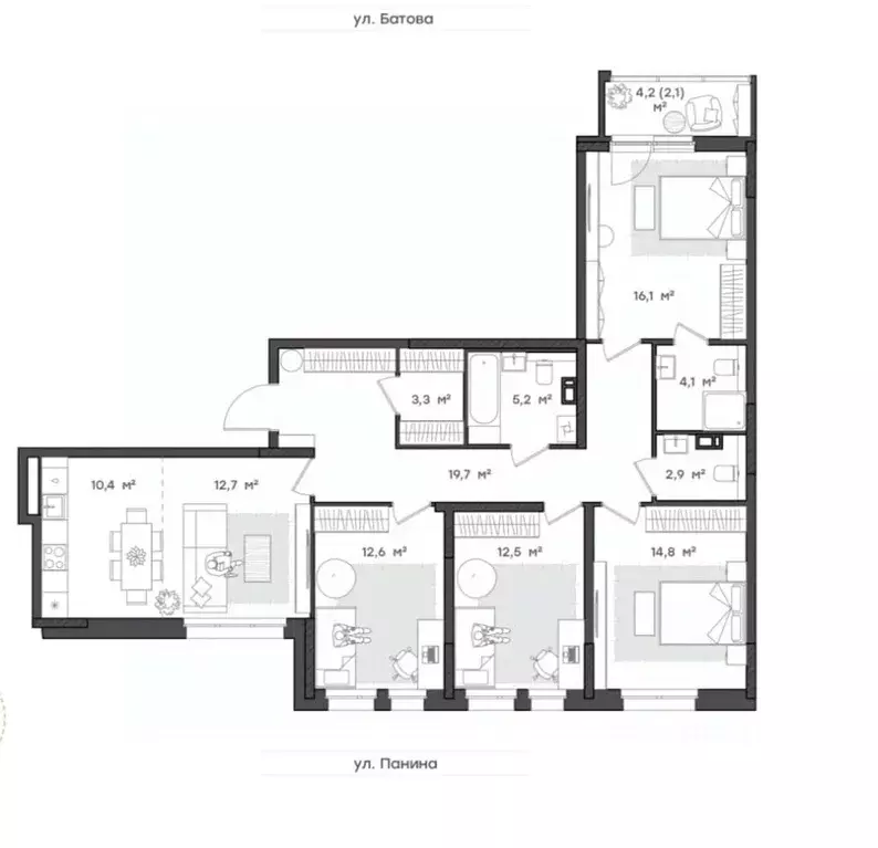 4-к кв. Ярославская область, Ярославль Тутаевское ш., 93Б (116.4 м) - Фото 1