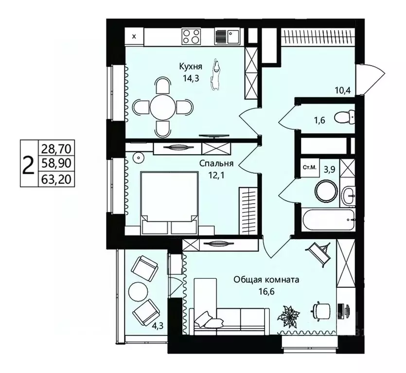 2-к кв. Мордовия, Саранск Юбилейный жилрайон, 3-й мкр, Новая История ... - Фото 1
