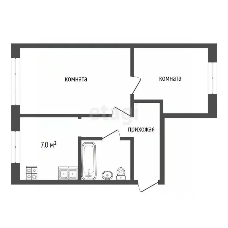 2-к кв. Калининградская область, Калининград ул. Горького, 34 (45.5 м) - Фото 2