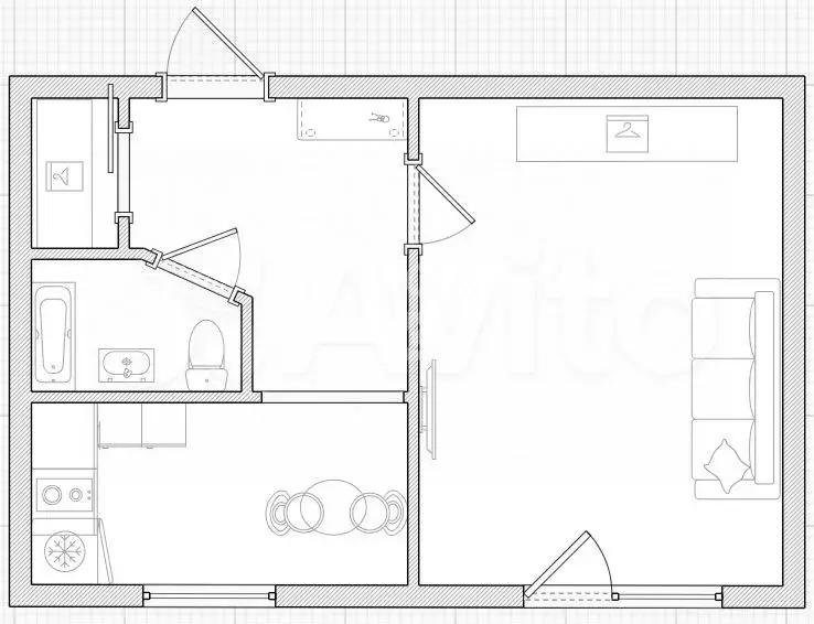 1-к. квартира, 30 м, 4/5 эт. - Фото 0
