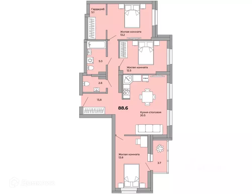 Продаётся 3-к квартира, 88.5 м - Фото 0