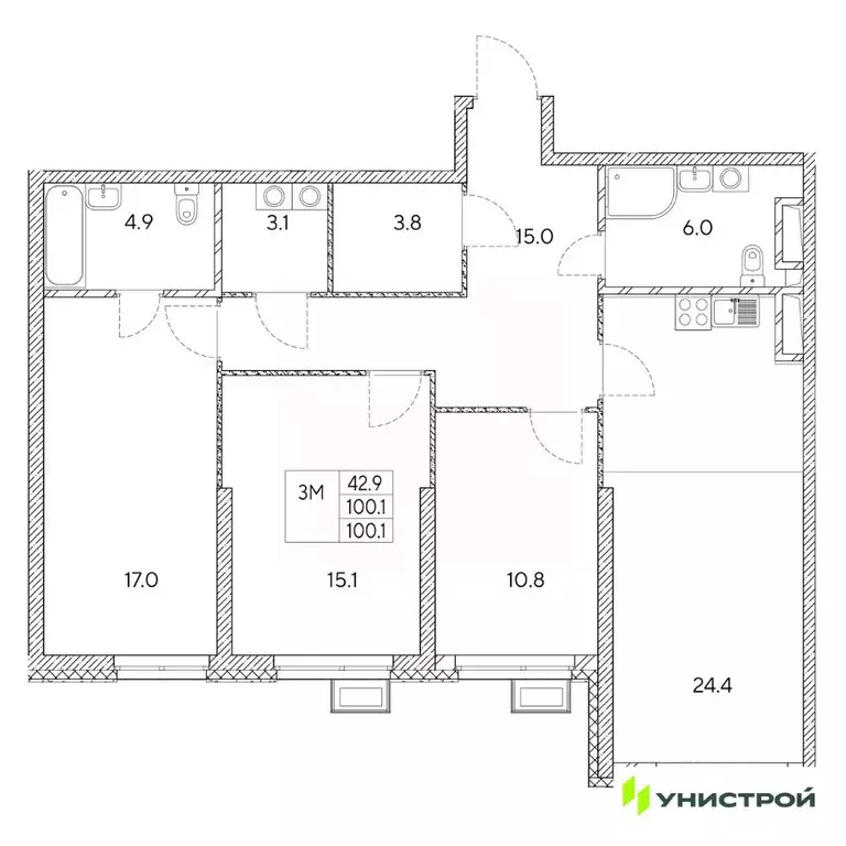 3-к кв. Свердловская область, Екатеринбург Вторчермет жилрайон,  ... - Фото 1