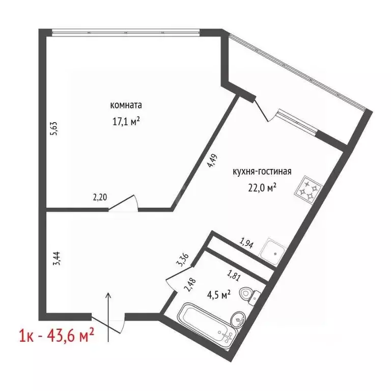 1-к кв. Свердловская область, Екатеринбург Уктус жилрайон, Светлый ... - Фото 1