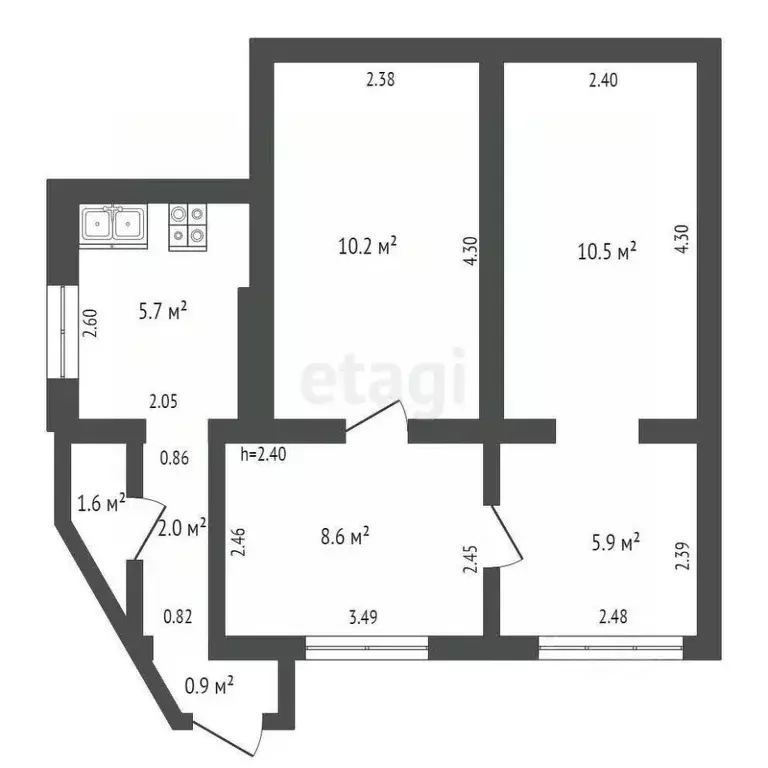 2-к кв. Крым, Феодосия ул. Чернышевского, 7 (45.4 м) - Фото 1