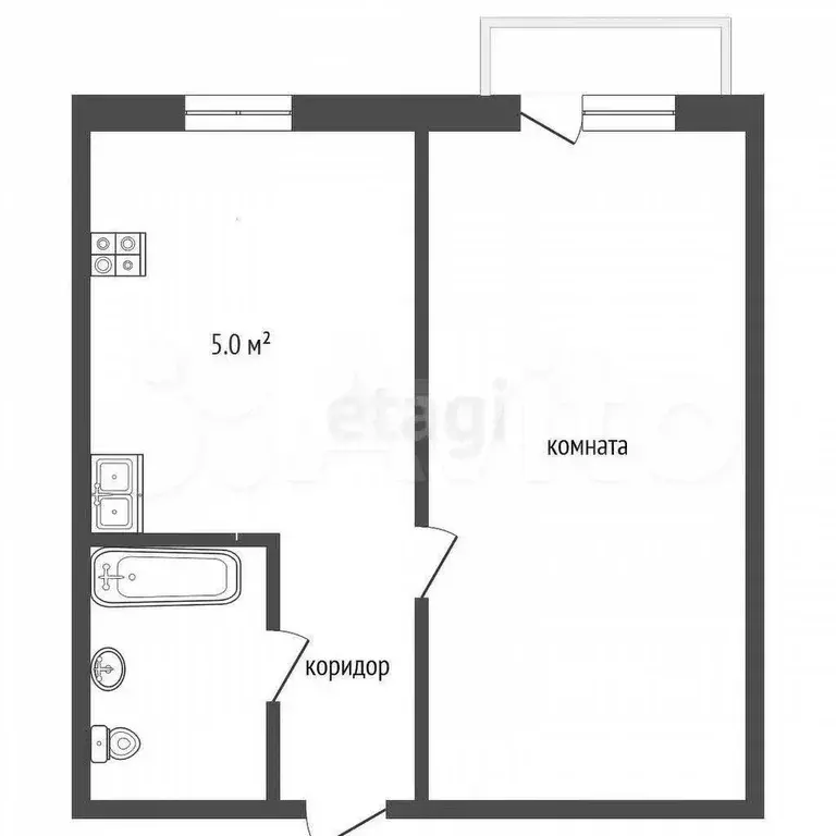 1-к. квартира, 20,4 м, 8/9 эт. - Фото 0