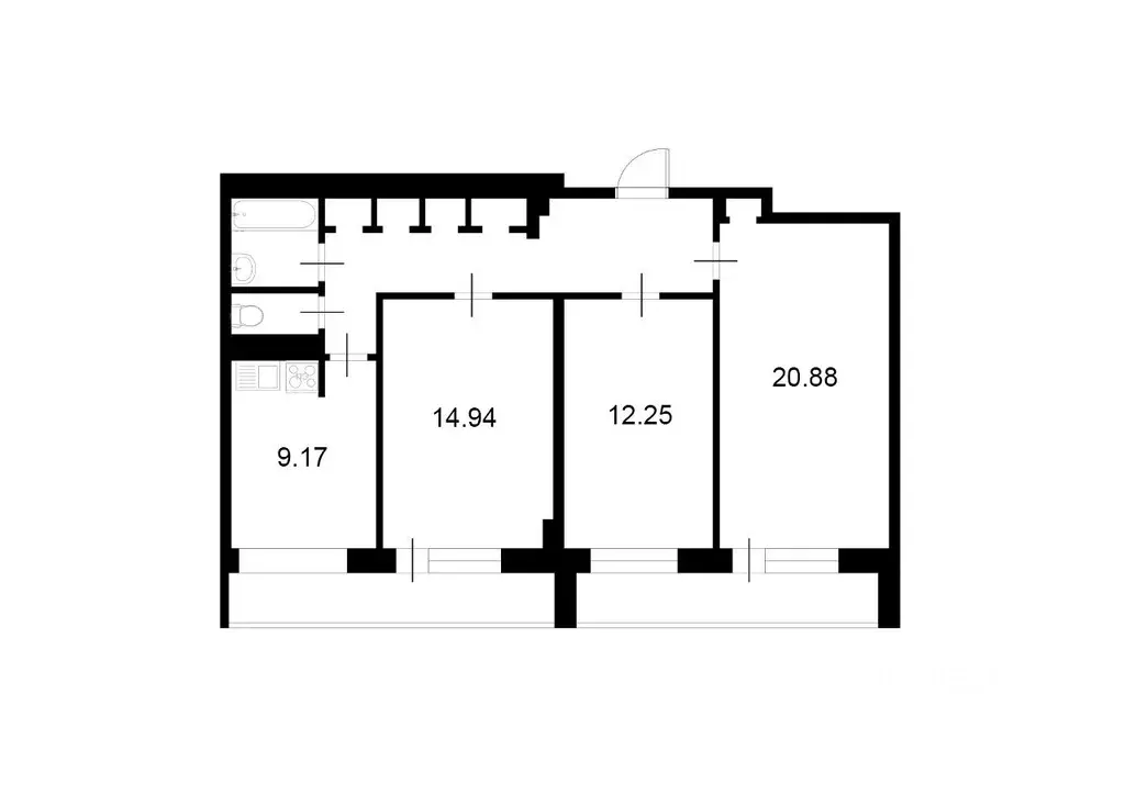 3-к кв. Москва Ялтинская ул., 8 (74.0 м) - Фото 1