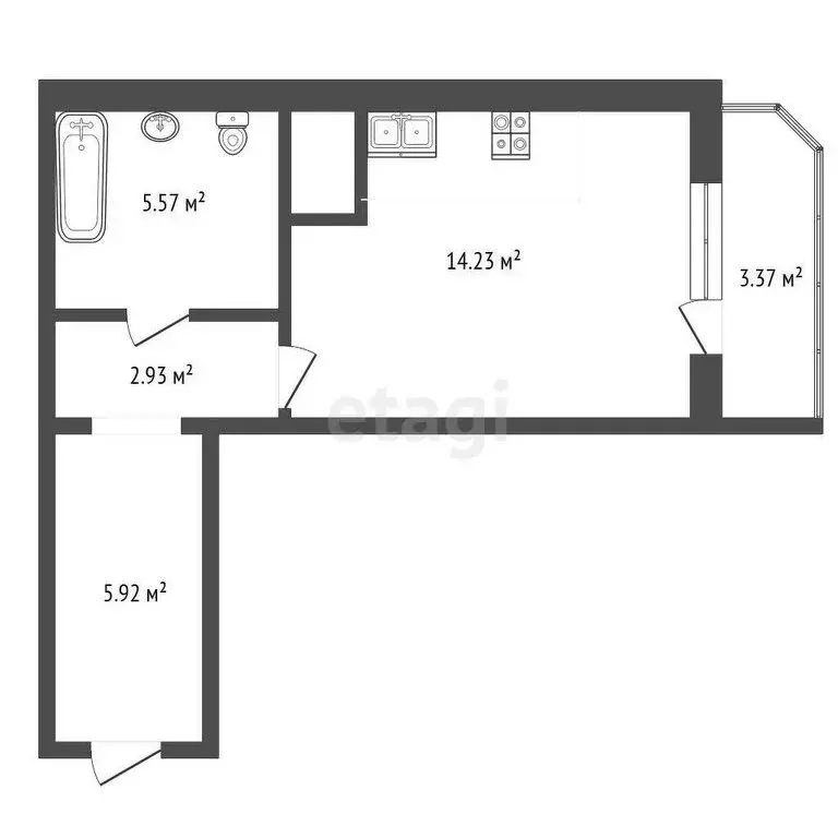 Квартира-студия: Тюмень, улица Константина Посьета, 9 (28.7 м) - Фото 1