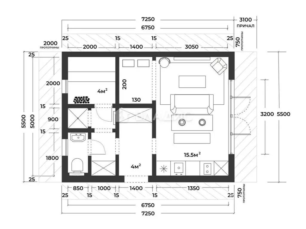 Дом в деревня Терпигорьево, Прибрежная улица, 26 (95 м) - Фото 1