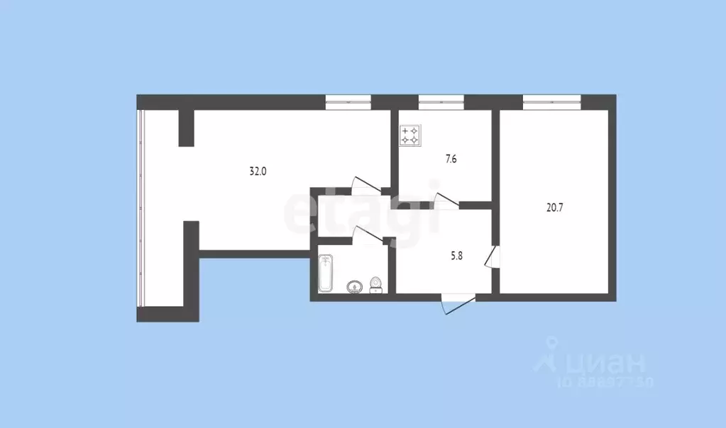 2-к кв. Карачаево-Черкесия, Черкесск Октябрьская ул., 303 (72.2 м) - Фото 1