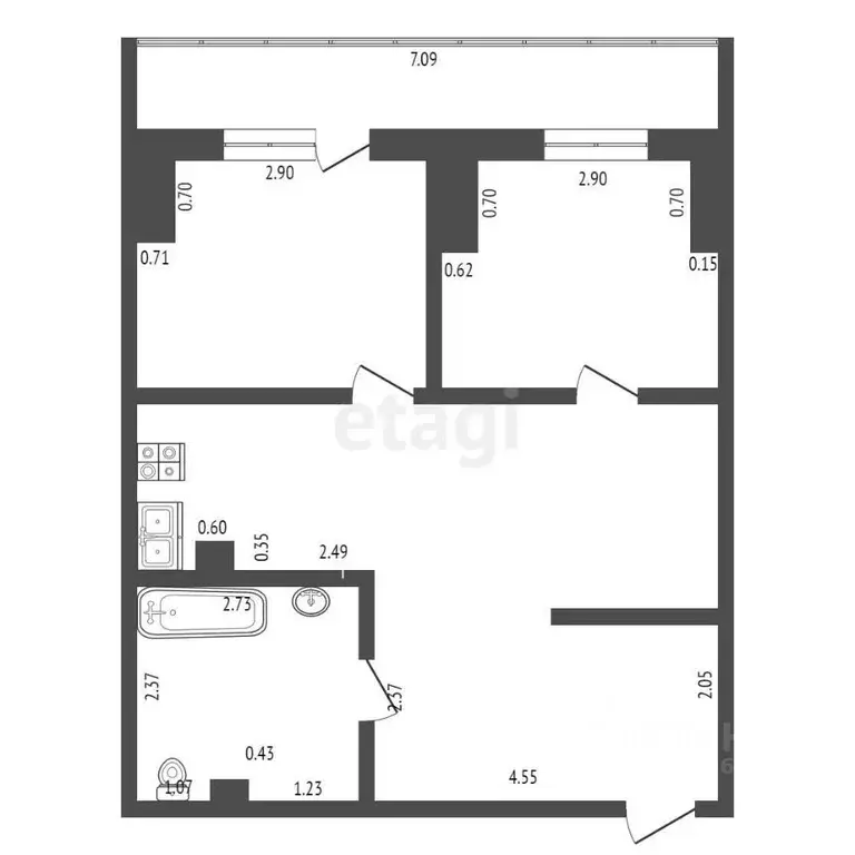 2-к кв. Ханты-Мансийский АО, Сургут тракт Югорский, 43 (51.6 м) - Фото 1