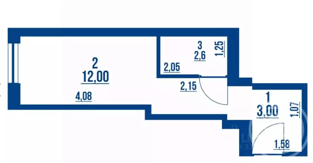 Студия Санкт-Петербург Приморский просп., 6 (17.6 м) - Фото 1