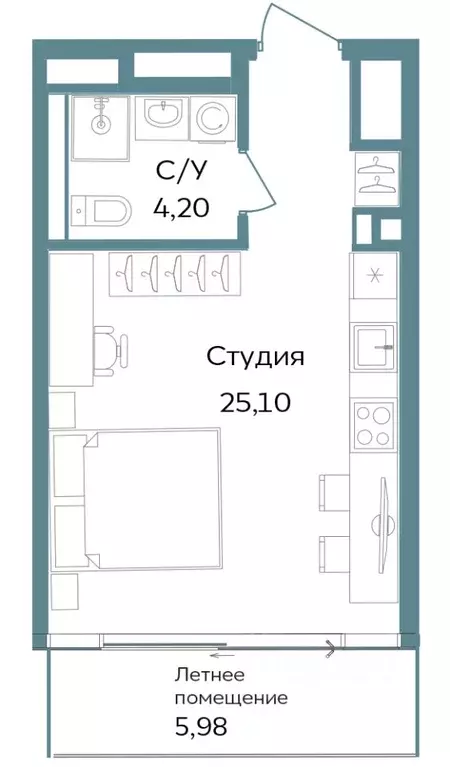 Студия Крым, Саки ул. Морская (35.28 м) - Фото 0