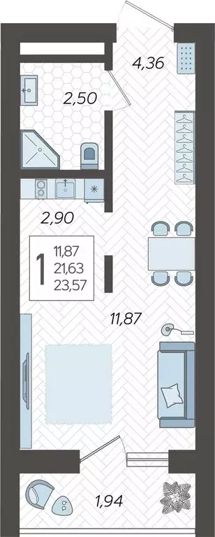 Квартира-студия: Сочи, жилой комплекс Кислород, 9 (23.57 м) - Фото 0