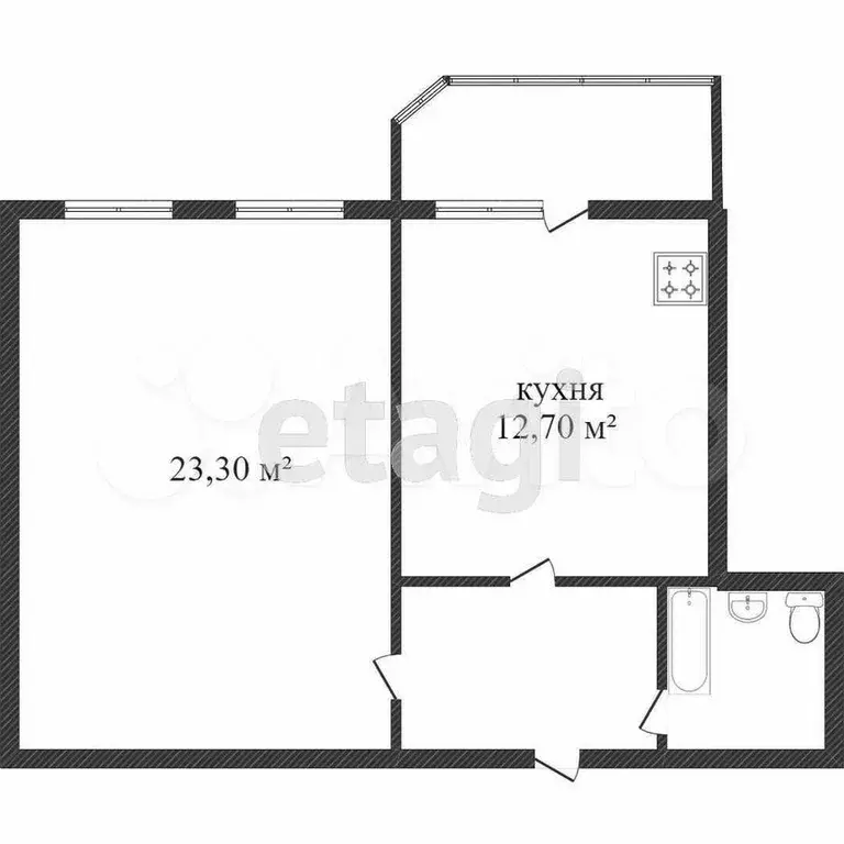1-к. квартира, 36,5 м, 7/17 эт. - Фото 0