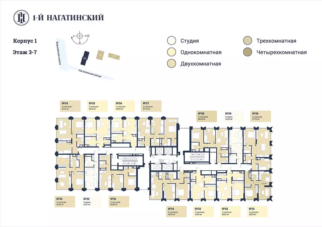 Квартира-студия: Москва, Нагатинская улица, к1вл1 (30.3 м) - Фото 1