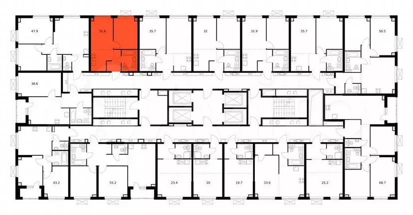 1-к. квартира, 31,9м, 23/30эт. - Фото 1