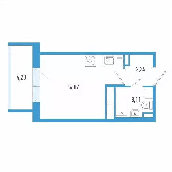 Студия Санкт-Петербург пос. Шушары, Аэросити 7 жилой комплекс (20.78 ... - Фото 1