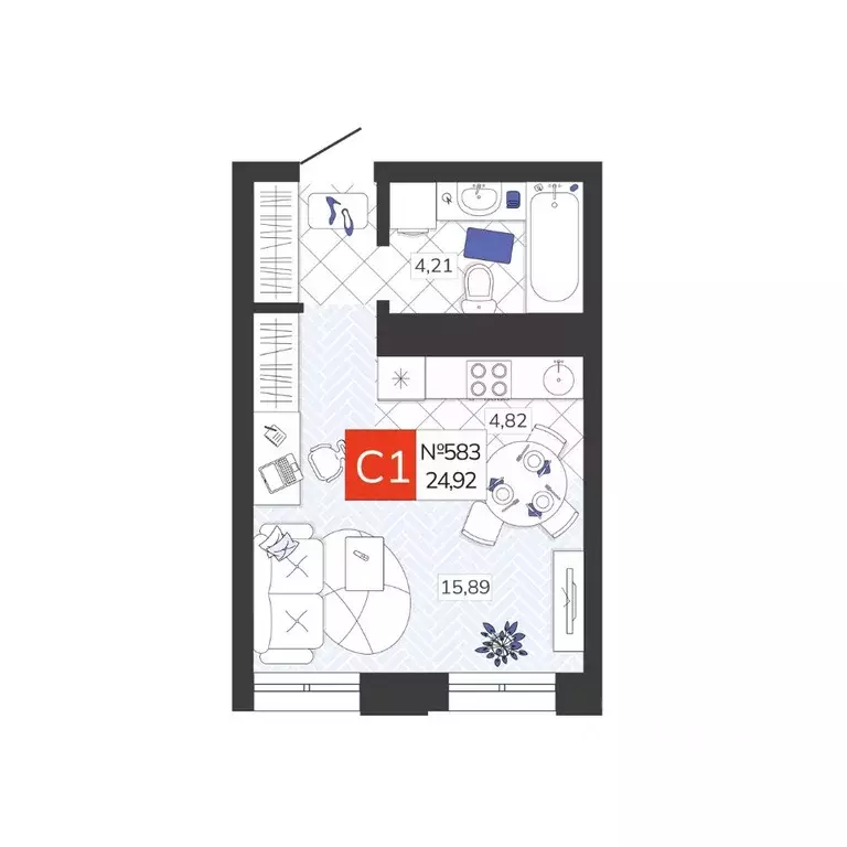 Студия Тульская область, Тула Мясново мкр, Желания жилой комплекс ... - Фото 1