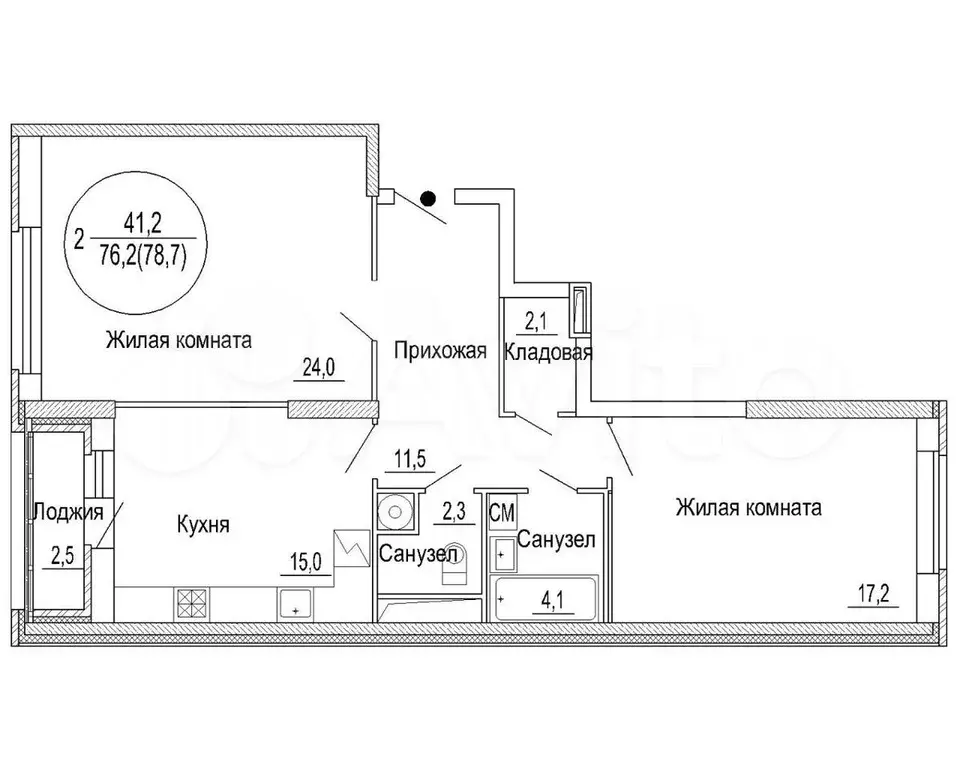 2-к. квартира, 78,7 м, 8/12 эт. - Фото 0