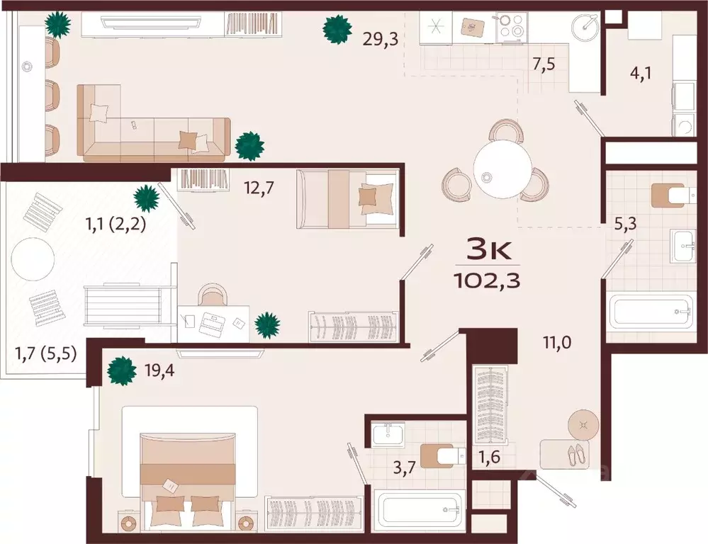 3-к кв. Крым, Ялта ул. Спендиарова, 5 (102.3 м) - Фото 1