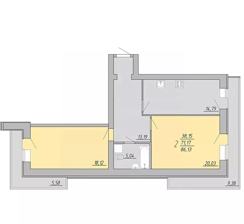 2-к кв. Тверская область, Тверь Озерная ул. (86.13 м) - Фото 1