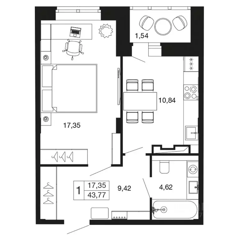 1-к кв. Московская область, Апрелевка Наро-Фоминский городской округ, ... - Фото 1