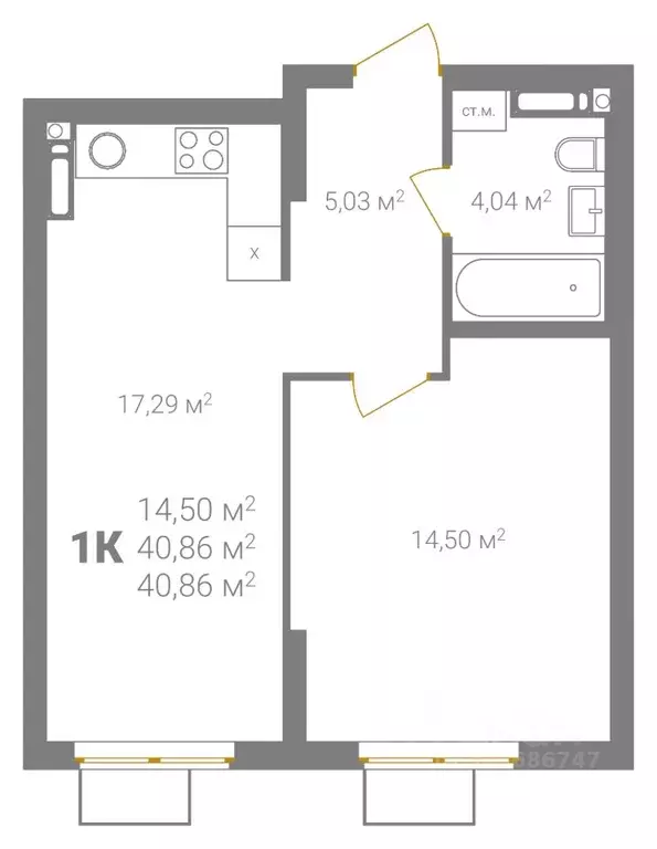 1-к кв. Нижегородская область, Нижний Новгород Ветеринарная ул. (40.86 ... - Фото 2