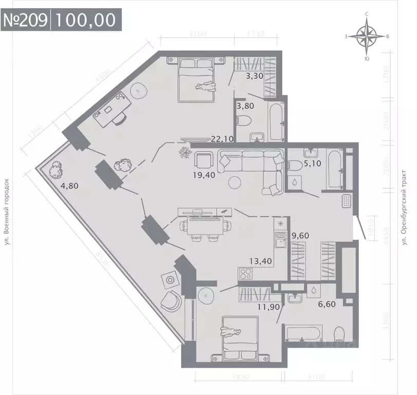 2-к кв. Татарстан, Казань Первомайский жилмассив, Оригана жилой ... - Фото 1