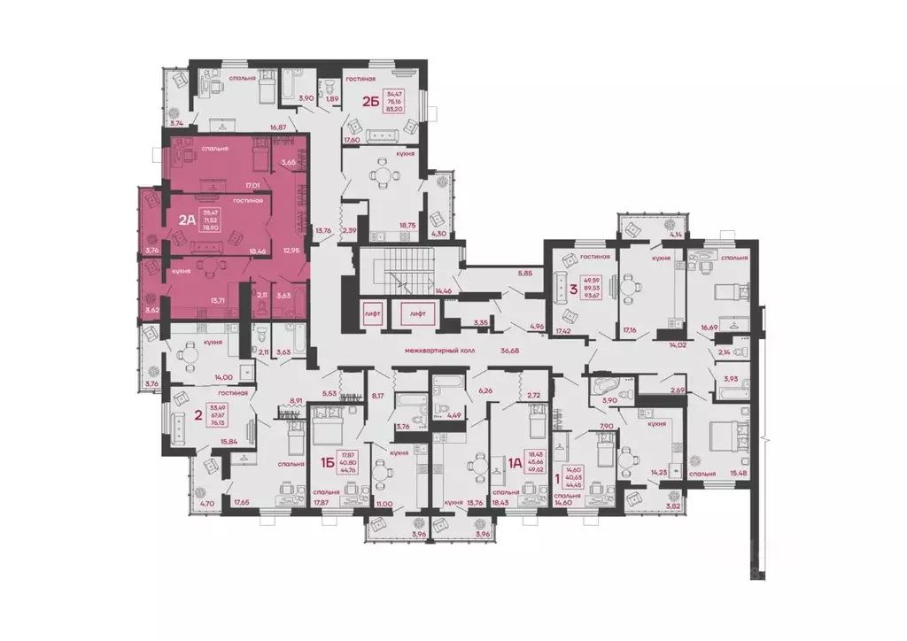 2-к кв. Пензенская область, Пенза ул. Богданова, 34 (78.9 м) - Фото 2