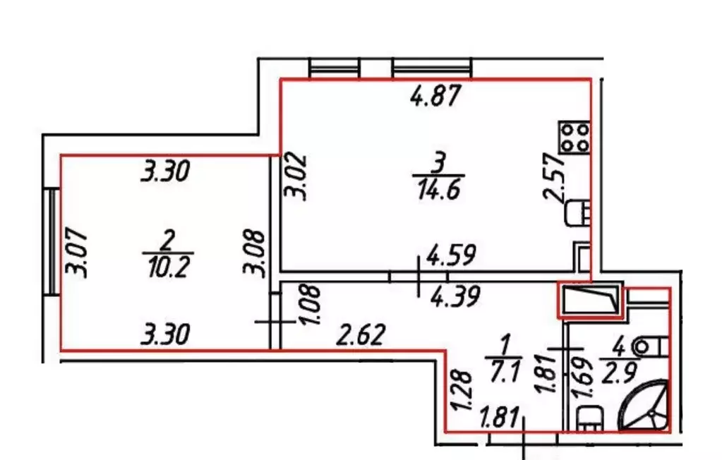 1-к кв. Санкт-Петербург ул. Пахомовская, 16к1 (34.8 м) - Фото 2