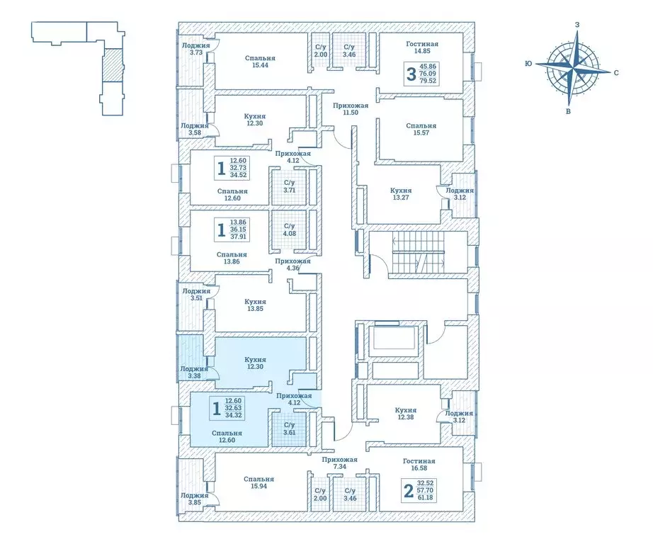 1-комнатная квартира: посёлок городского типа Монино, улица Генерала ... - Фото 2