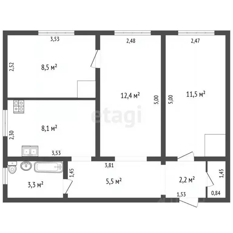 3-к кв. Челябинская область, Пласт Октябрьская ул., 59 (52.7 м) - Фото 2