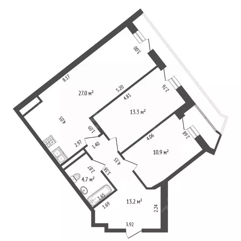 3-к кв. Челябинская область, Челябинск ул. Курчатова, 11 (69.1 м) - Фото 2
