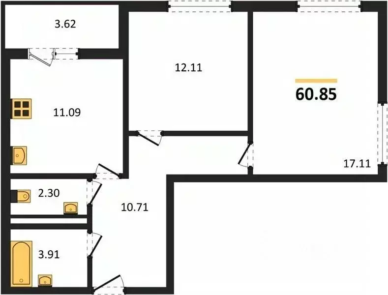 2-к кв. Крым, Симферопольский район, Мирновское с/пос, с. Белоглинка ... - Фото 2