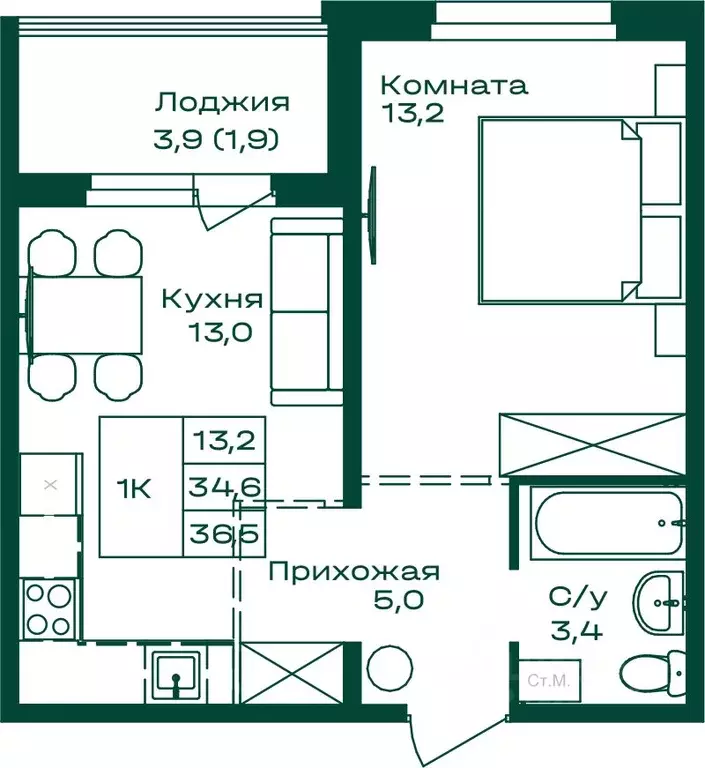1-к кв. Алтай, Майминский район, с. Майма  (36.5 м) - Фото 0