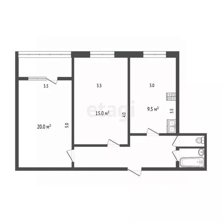 2-к кв. Самарская область, Самара Клиническая ул., 26 (50.2 м) - Фото 1