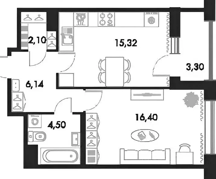 1-к кв. Санкт-Петербург Петровский просп., 22к2 (45.0 м) - Фото 1