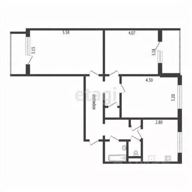 3-к кв. Белгородская область, Белгород ул. 5 Августа, 17 (74.0 м) - Фото 1