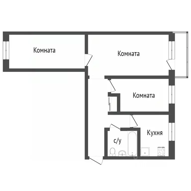 3-к кв. Хабаровский край, Комсомольск-на-Амуре Комсомольская ул., 61 ... - Фото 1