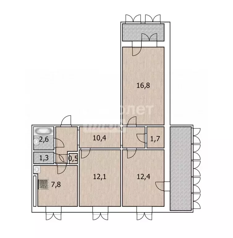 3-комнатная квартира: Уфа, улица Набережная реки Уфы, 11/1 (65.6 м) - Фото 1