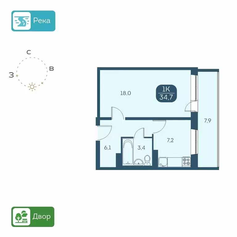 1-комнатная квартира: Новосибирск, Междуреченская улица, 7/1 (38.58 м) - Фото 1